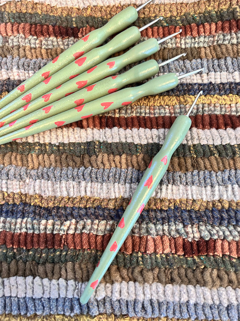 “Red Hearts Magic Wand” Wooden Hook ~ Medium End “Red Hearts Magic Wand” Wooden Hook ~ Medium End