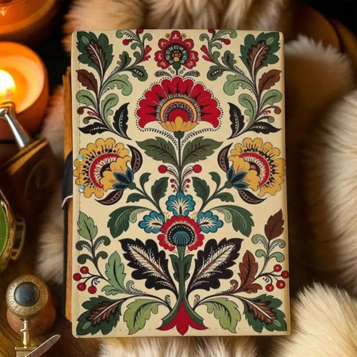 Folk Flowers Leather Journal