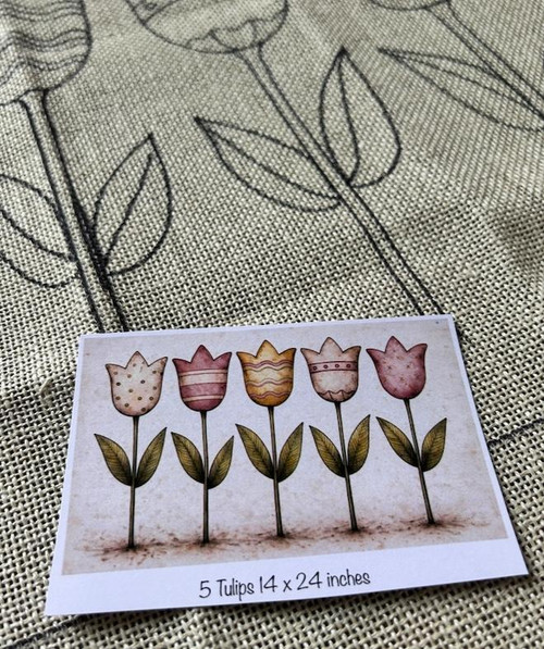 5 Tulips Doodle Rug Hooking Pattern