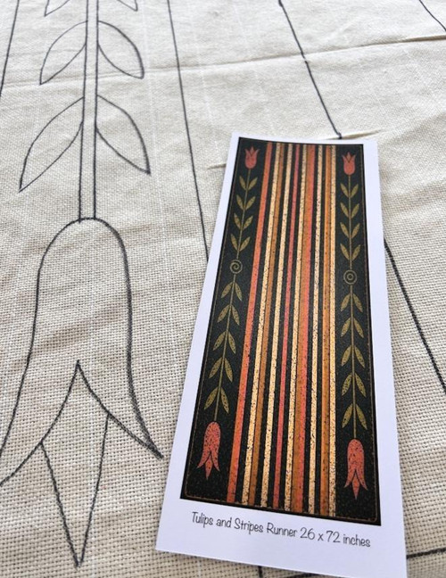 Tulips and Stripes runner Doodle Rug Hooking Pattern