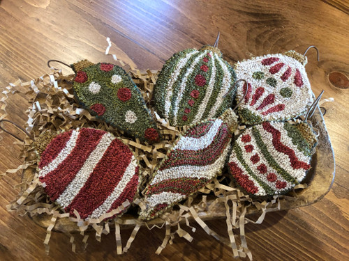 Six Pretty Ornaments Punch Needle Pattern or Kit