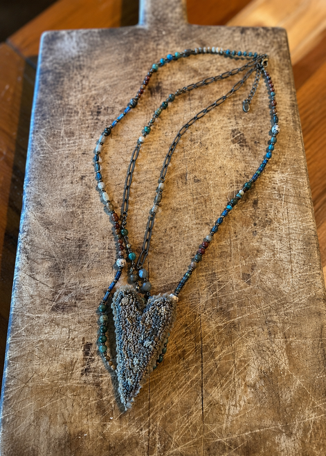 Gorgeous Punched Polka Dot Brown Heart Necklace