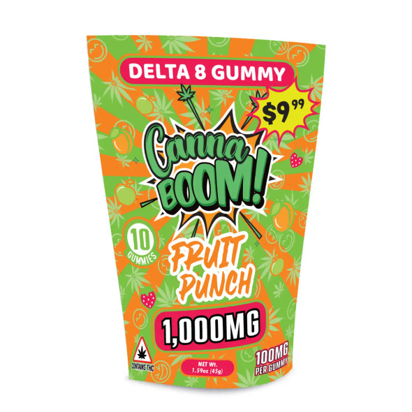 CannaBoom D8 PP $9.99 10pk Gummies 10ct Box Canna Boom