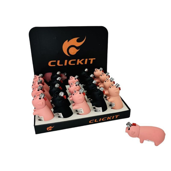 Clickit Double Flame Pig Lighters 20ct Box