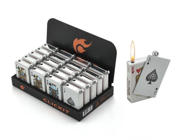 Clickit Playing Card Slide Lighters 20ct Box