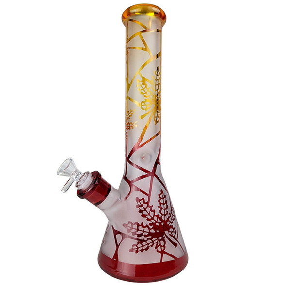 Sand Blasted Color Beaker Glass Water Pipe