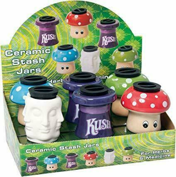 Fujima Mushroom Ceramic Stash Jars 6ct Box