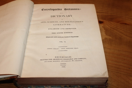 Encyclopedia Britannica, The Sixth Edition Vol VI, Edinburgh 1823