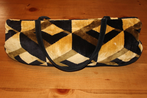 Vintage Offhand Designs Brown and Black Geometric Knitting Bag