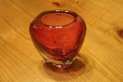 Cranberry Art Glass Vase, signed by W Johnson