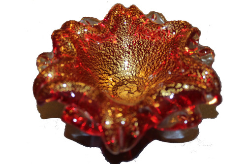 Murano Red and Gold Art Glass Bowl