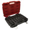 Proferred 1/2" Drive Metric 6-Point Deep Impact Socket Set – 15 Piece with open red storage case
