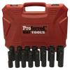 Proferred 1/2" Drive Metric 6-Point Deep Impact Socket Set – 15 Piece with black impact sockets displayed in front of red storage case