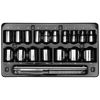 Proferred 3/8" Drive Metric 6-Point Standard Socket Set – 17 Piece displayed in storage tray
