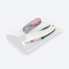 Clear open-end poly bag displaying assorted hand tools.