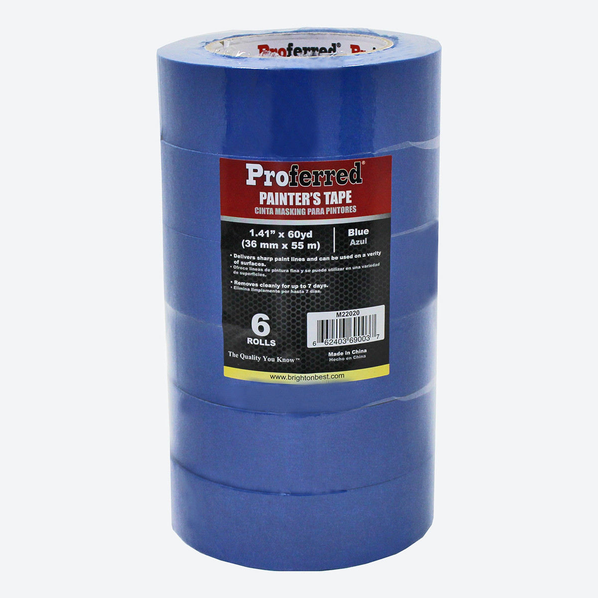 Painter’s Masking Tape – 5.1 Mil, 1.41" x 60 Yards, Pack of 36 Rolls