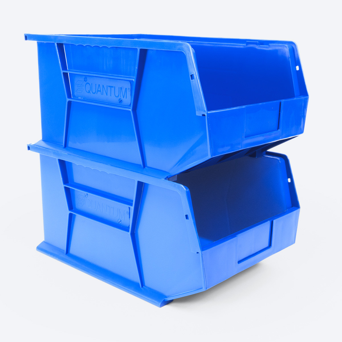 Proferred Blue Stackable Bins 16" x 11" x 8" - Stacked View