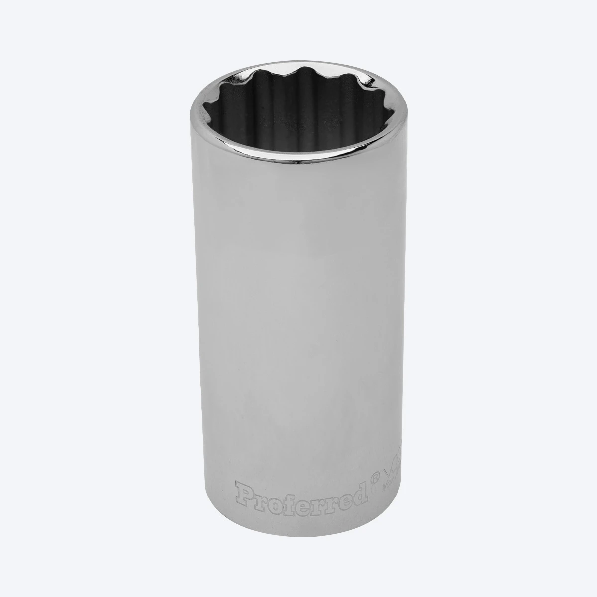 Proferred 7/8" 3/8" Drive SAE 12-Point Deep Socket with polished chrome finish