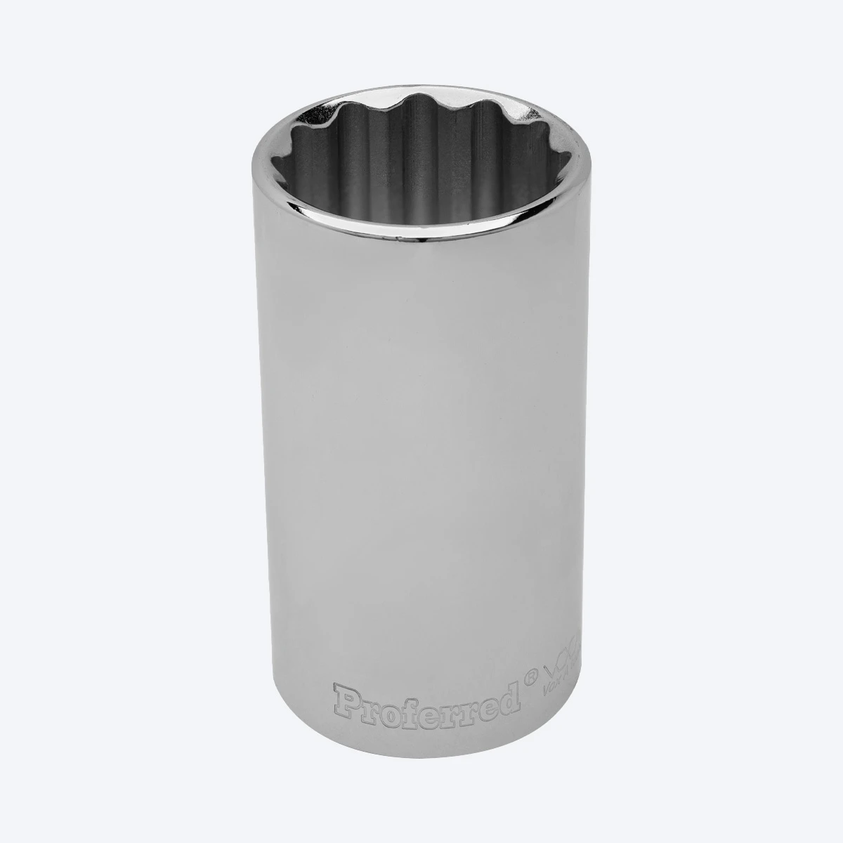 Proferred 1" 3/8" Drive SAE 12-Point Deep Socket with polished chrome finish