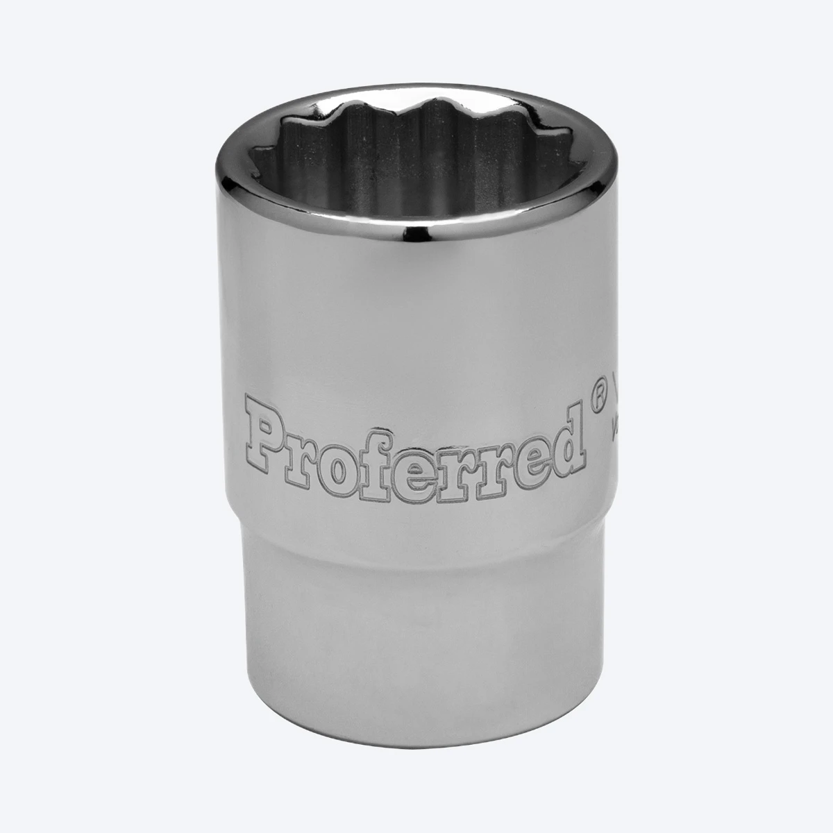Proferred 3/4" 1/2" Drive SAE 12-Point Standard Socket with polished chrome finish