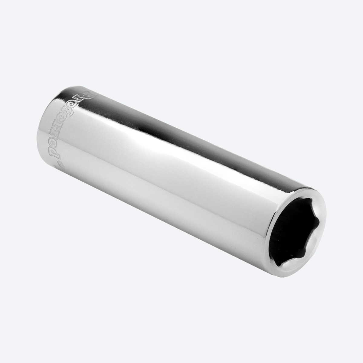 Proferred 1/4" Drive SAE 6-Point Deep Socket with polished chrome finish and deep hex opening, angled product view.