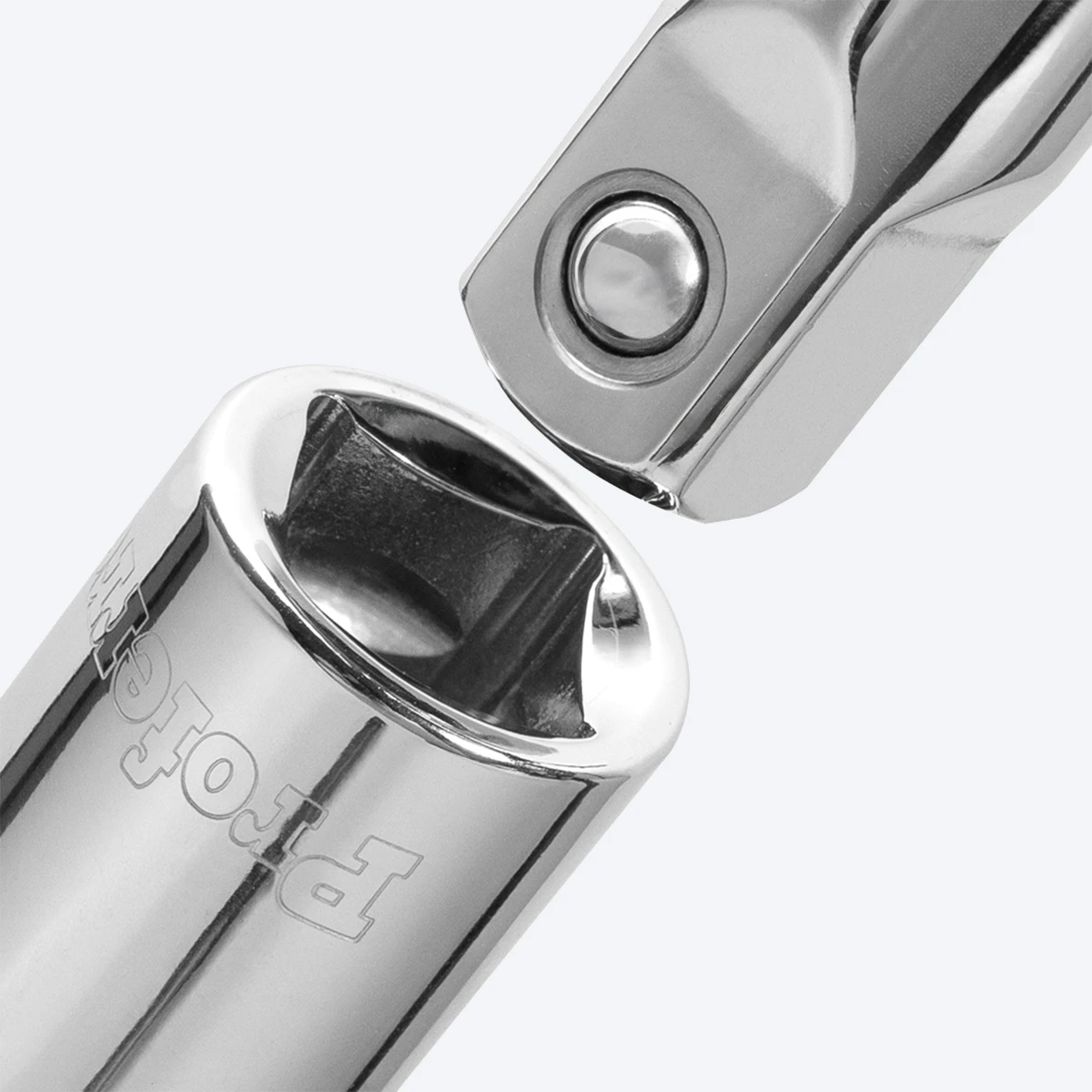 Proferred 1/2 in Drive Metric 12-Point Standard Socket showing square drive connection to ratchet