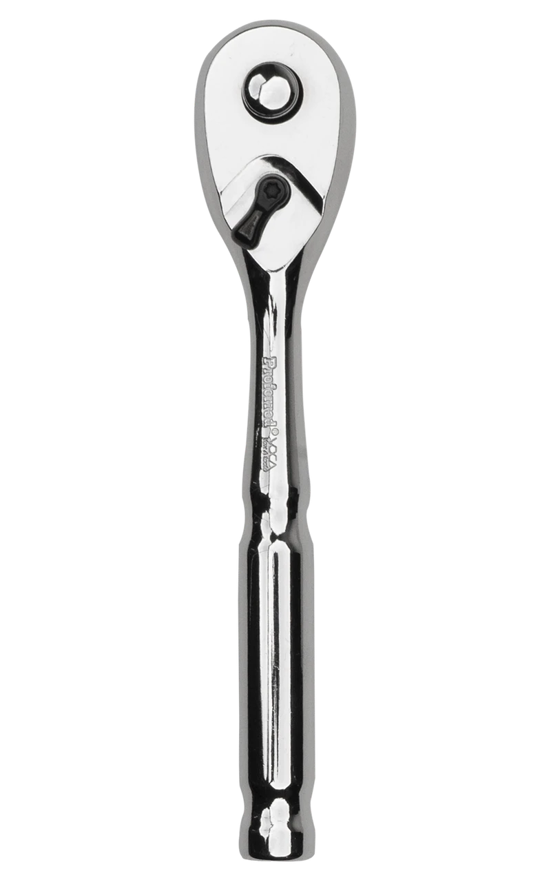 Proferred 1/4" Drive Pear Ratchet Handle with 72-tooth mechanism and polished chrome finish