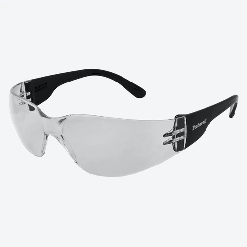 Proferred Air Wraparound Safety Glasses with clear anti-scratch lenses and black temples