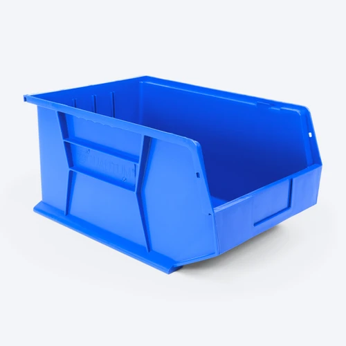 Proferred Blue Stackable Bin 16" x 11" x 8" - Front View