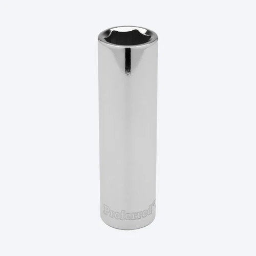 Proferred 3/8" 1/4" Drive SAE 6-Point Deep Socket with polished chrome finish