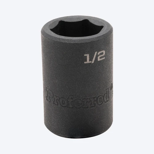 Proferred 3/8" Drive 1/2" SAE 6-Point Standard Impact Socket with black finish