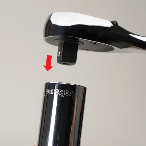 Proferred Pear Ratchet Handle showing square drive connection to a socket