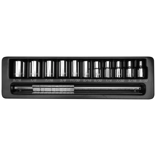 Proferred 1/4" Drive SAE 6-Point Standard Socket Set – 11 Piece displayed in storage tray