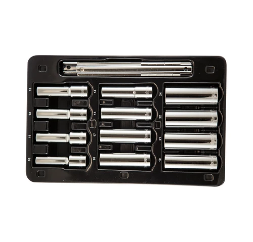 Proferred 1/2" Drive Metric 12-Point Deep Socket Set – 12 Piece displayed in storage tray