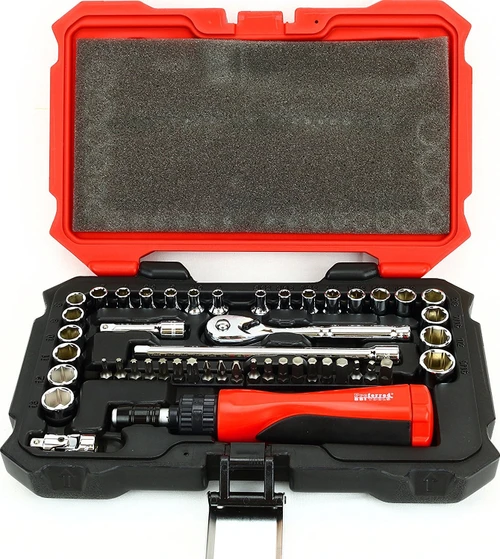 Proferred 1/4" Drive SAE & Metric 6-Point Standard Master Socket Set – 48 Piece displayed in open storage case