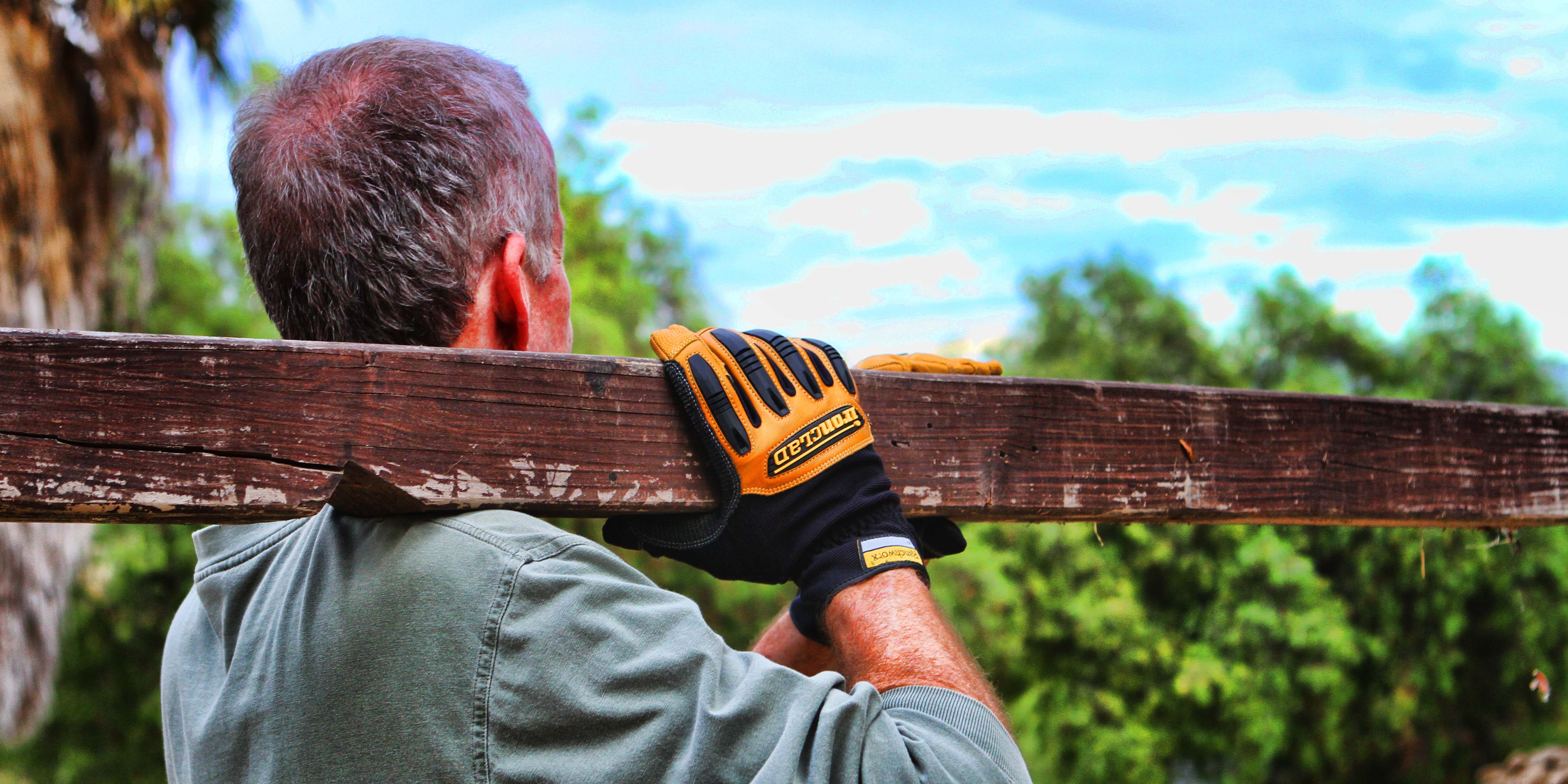 Rugged Blue Leather Palm General Purpose Work Gloves