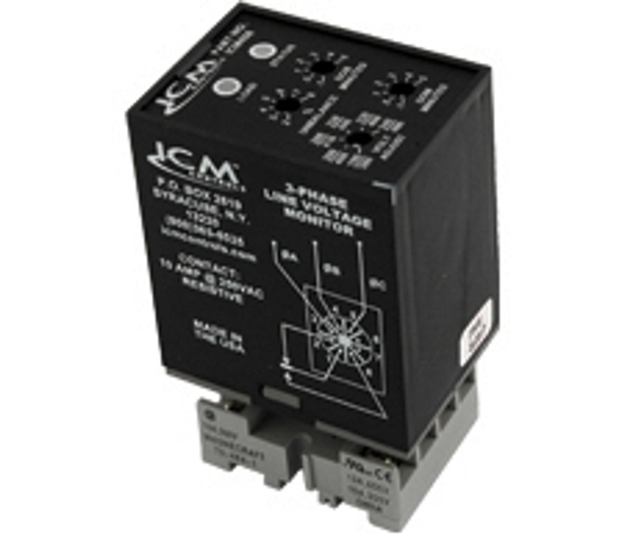 ICM ICM408 3-Phase Monitor, Adjustable 190-480 VAC, plug-in style.