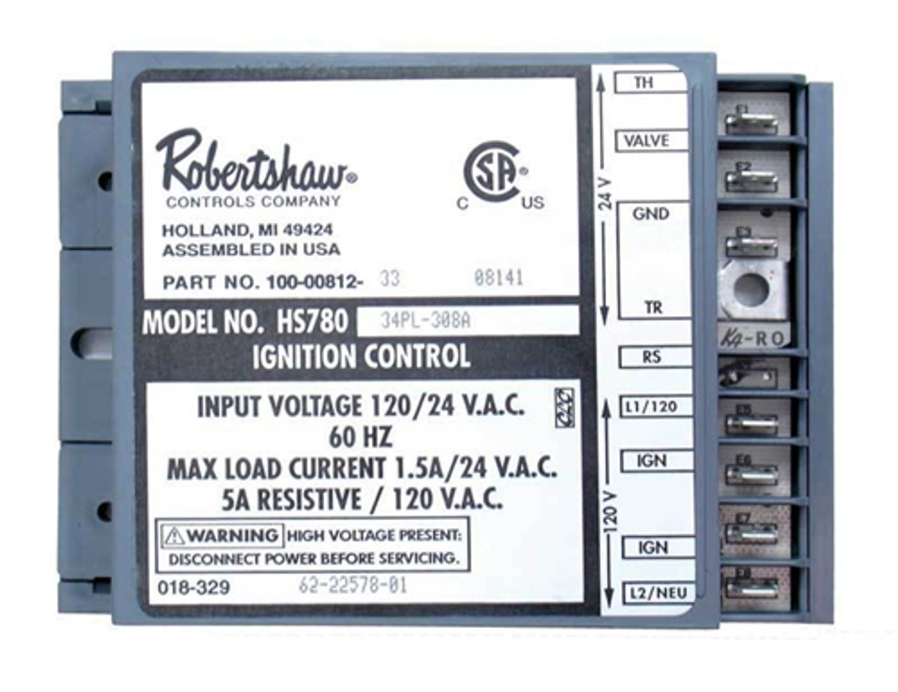 Robertshaw Rheem RUUD Control Board HS780 62-22578-01