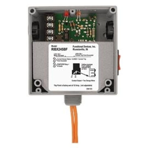 FUNCTIONAL DEVICES FUNRIBX24SBF Enclosed Internal AC Sensor, Fixed, + Relay 20Amp SPST + Override 24Vac/dc