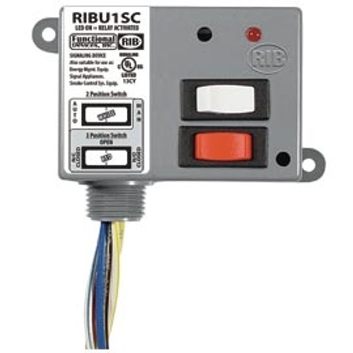 FUNCTIONAL DEVICES FUNRIBU1SC Enclosed Relay 10Amp SPDT + Override 10-30Vac/dc/120Vac