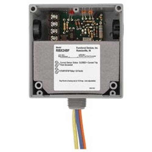 FUNCTIONAL DEVICES FUNRIBX24BF Enclosed Internal AC Sensor, Fixed, + Relay 20Amp SPDT 24Vac/dc