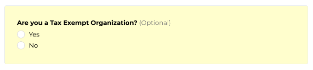 screen shot of tax exempt option on checkout page