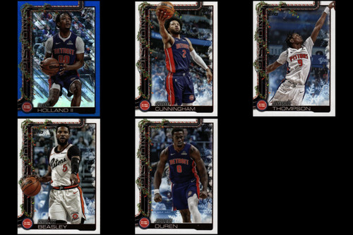 2025 Topps Holiday Basketball - Pistons 5 Card Lot - Thompson, Cunningham, Holla
