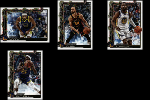 2025 Topps Holiday Basketball - Warriors 4 Card Lot - Curry, Moody, Kuminga