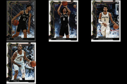 2025 Topps Holiday Basketball - Spurs 4 Card Lot - Bryant, Harper, Wembanyama, P