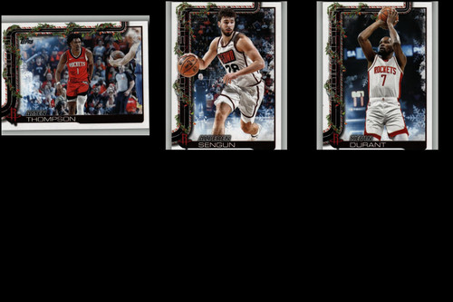 2025 Topps Holiday Basketball - Rockets 3 Card Lot - Durant, Thompson, Sengun