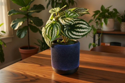 Tri-Color Red Blue Green Silk PLA 3D Printed Planter Pot - Black Base, No Drain