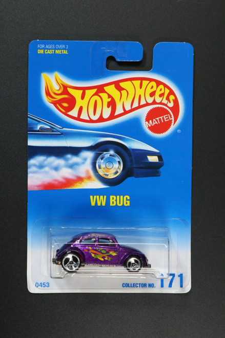 Hot Wheels Vintage 1991 Blue & White Card VW Bug Volkswagen Beetle Purple #171