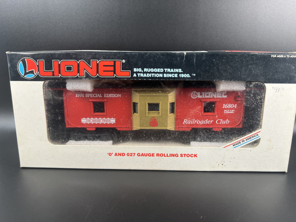 Lionel #6-16804 O Gauge Lionel 1991 Railroader Club Bay Window Caboose (15D)