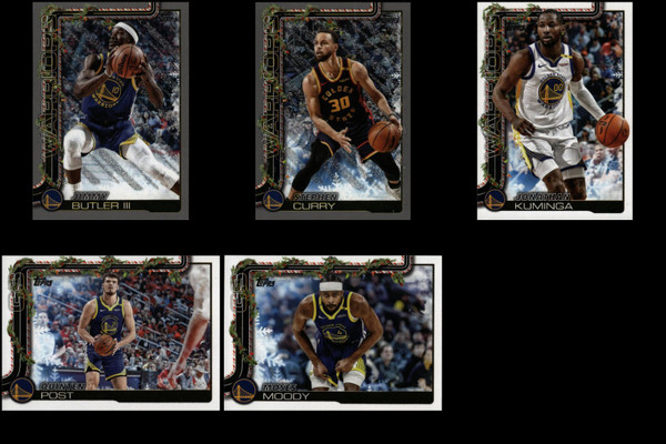 2025 Topps Holiday Basketball - Warriors 5 Card Lot - Curry, Butler, Kuminga